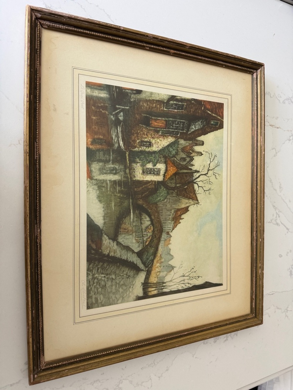 Vintage-Style Framed Home Art Print in Brown and Cream